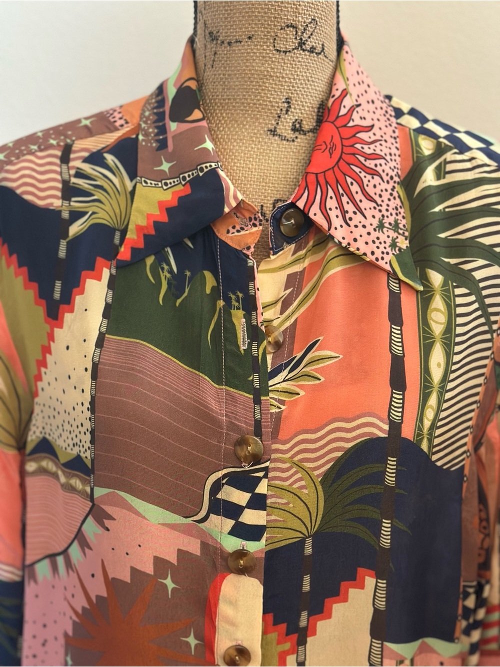 Farm Rio Mystic City Pajama Style Top - Picture 2 of 8